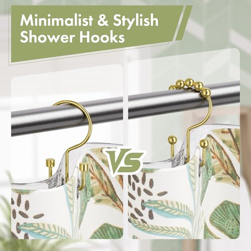 Gold Shower Curtain Hooks, 12PCS Minimalist Simple Double Shower Curtain Rings, Rust-Resistant Metal Shower Hooks, Cylinders Shower Rings for Bathroom Shower Rods Curtains - color: Gold, style: Cylinders - Double Hooks