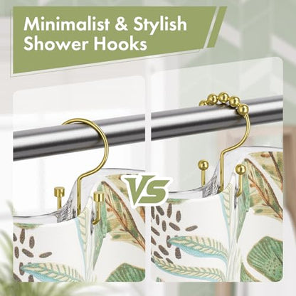 Gold Shower Curtain Hooks, 12PCS Minimalist Simple Double Shower Curtain Rings, Rust-Resistant Metal Shower Hooks, Cylinders Shower Rings for Bathroom Shower Rods Curtains - color: Gold, style: Cylinders - Double Hooks