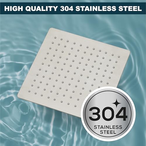 Midanya Square Rain Shower Head,High Pressure,Brushed Nickel 12 Inch | 360°Swivel,Ceiling or Wall Mount,Waterfall Full Body Coverage,Bathroom Remodel,Stainless Steel Large Rainfall Shower Head - color: Nickel, size: 12 Inch