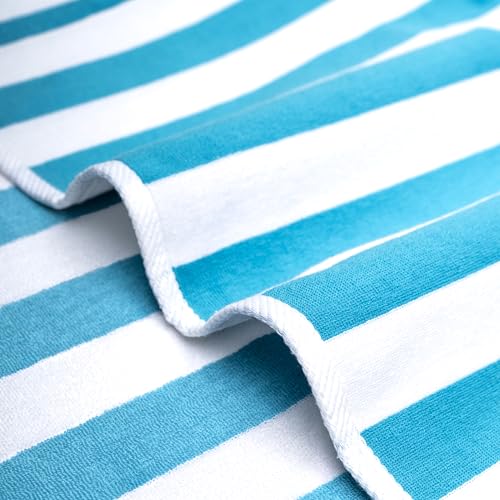 American Soft Linen Cabana Striped Beach Towels, 30x60 inch 4 Piece Oversize Pool Towels, Quick Drying Sand Free Swim Towels, Turquoise Blue - color: Turquoise Blue