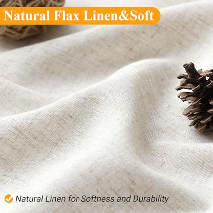 Extra Long Linen Shower Curtain 96 Length,Natural Country Boho Farmhouse Shower Curtains for Bathroom Heavy Duty Fabric Bath Curtains Liner with Hooks, Cream/Beige, 72x96 - color: Linen, size: 72"W x 96"L (Pack of 1)