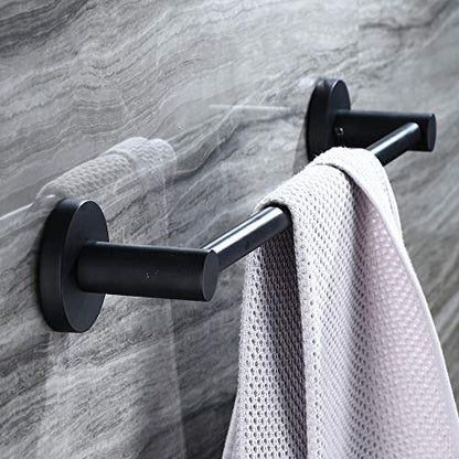 4-Piece Bathroom Hardware Set Black Wall Mounted, Robe Hook, Wall Toilet Paper Holder, Towel Ring, Adjustable Towel Bar(18’’-24’’),Bathroom Accessories Black Painted - size: 4 PCS