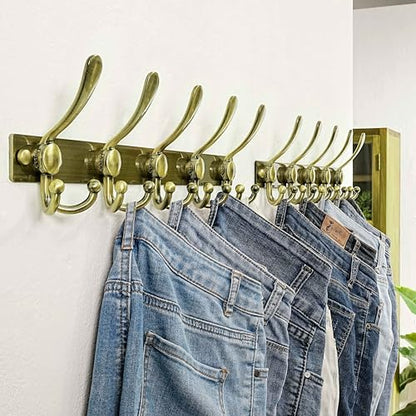 Coat Rack Wall Mount, Heavy Duty 12-Gauge Base vs Flimsy 1mm, Double-Thick Solid Anti-Snap Hooks, 16” Stud-Mount, Stainless Steel Hanger for Clothes Hat Entryway Closet, Bronze, Pack of 2 - color: Bronze, size: L=17" (2pcs)