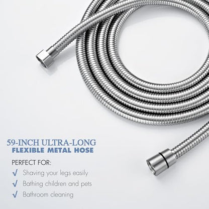 59-Inch Shower Hose, Kink-Free Stainless Steel Shower Hose – Electroplated Handheld Hose Attachment with Stainless Steel Insert & Nut for Pet Bathing and Cleaning (Brushed Nickel) - color: Brushed Nickel, size: 59 Inch