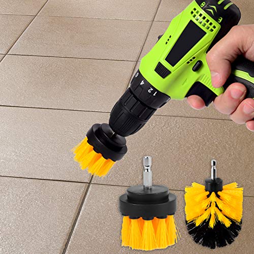 Kichwit 4 Inch Drill Power Brush Tile Scrubber Scouring Pads Cleaning Kit | 2 Inch Small Brush Included, Heavy Duty Household Cleaning Tool (Drill NOT Included) - size: 4 Inch + 2 Inch