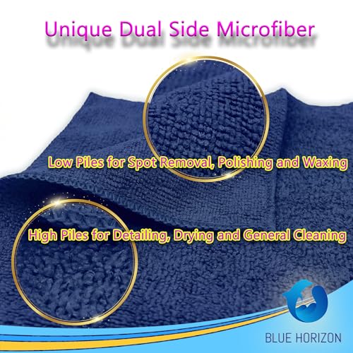 Microfiber Cleaning Towels, 24 Pack, Double Sided Ultra Soft Plush Washcloth, All Purpose Premium Microfiber Detailing Cleaning Cloths Shop Towels(16" x 16", Navy Blue) - color: Navy Blue