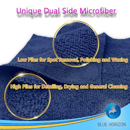 Microfiber Cleaning Towels, 24 Pack, Double Sided Ultra Soft Plush Washcloth, All Purpose Premium Microfiber Detailing Cleaning Cloths Shop Towels(16" x 16", Navy Blue) - color: Navy Blue