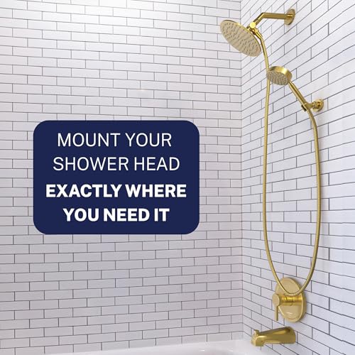HammerHead Showers Solid Metal Handheld Showerhead Holder Wall Mount, Adjustable Screw-Mounted Pivot Ball, Shower Hose Holder, Fits Most Handheld Showerheads, Brushed Gold - style: Brushed Gold