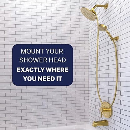 HammerHead Showers Solid Metal Handheld Showerhead Holder Wall Mount, Adjustable Screw-Mounted Pivot Ball, Shower Hose Holder, Fits Most Handheld Showerheads, Brushed Gold - style: Brushed Gold