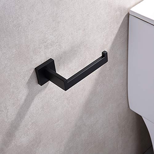 TASTOS Toilet Paper Holder Matte Black, Toilet Tissue Roll Holders Dispenser and Hangers Wall Mounted for Bathroom & Kitchen, Stainless Steel Modern Square Style 2 Pack - color: Matte Black, size: Square (2 pack)