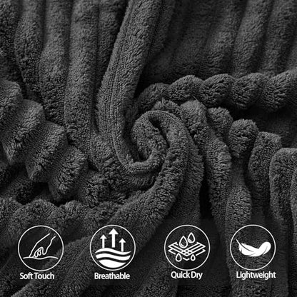 4 Piece Bath Towels, 30"x60" Microfiber Towels Set, Black | Large Bathroom Towels, Soft Touch, Highly Absorbent, Quick Dry, Lint Free, Long-Lasting, Family Use, Guest Bath & Daily Use - color: Black, size: 30x60 Bath Towels of 4