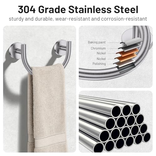 Brushed Nickel Smiley Face Towel Ring Bathroom Hand Towel Holder Stainless Steel Wall-Mounted Bathroom Hardware Accessories Towel Rack - color: Brushed Nickel