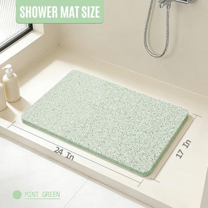 17 * 24in Shower Mat Bathtub Mat Non Slip | Bathmats Non Slip, Quick Drying Foot Scrubber Loofah Mats for Inside Shower, Tub, Bathroom, Home, Mint Green - color: Mint Green, size: 24" x 17" (Rectangular)