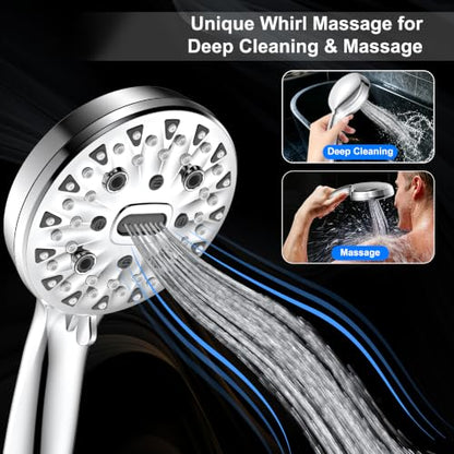 Dual Rainfall Shower Head With Handheld Showerhead, High Pressure Shower Head With Handheld Spray, 8-Mode Showerhead with Adjustable Extension Arm, 71Inch Shower Hose & Suction Cup Holder, Chrome - color: Chrome