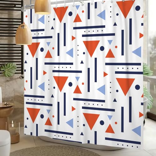 Abstract Geometric Shower Curtain Colorful Geometric Abstract Boho Orange Triangle, Modern Minimalist Boho Art Bathroom Decor Waterproof Fabric Bath Curtain 48x72 inch - color: Orange Blue, size: 48"W x 72"L (Pack of 1)