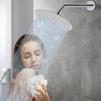 Shower Arm with Flange and Teflon Tape, Wall Mounted Shower Pipe 304 Stainless Steel Extension Arm for Fixed Shower Head & Handheld (12 Inches, Chrome) - color: Chrome, style: 12 Inch