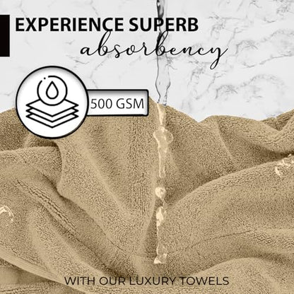 KAHAF COLLECTION 100% Cotton Bath Towels, 24x48 Pack of 6 Towels, Quick Dry, Highly Absorbent, Soft Feel Towel, Gym, Spa, Bathroom, Shower, Pool, Luxury Soft Towels (Beige, 24x48-6 Pack) - color: Beige, size: 24x48 - 6 PACK