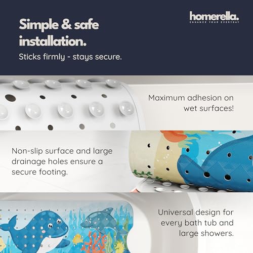 homerella Bathtub Mat Non Slip Kids 40x16 Baby Bath Mat Non Slip Anti Mold | 100% BPA Free, Non Toxic, Mildew Resistant, Machine Washable, Extra Long Kids Bath Mat for Tub Non Slip, Toddler Bath Mat - color: Magic Sea, size: 40" x 16" (Rectangular)