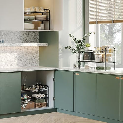 Under Sink Organizers and Storage,Expandable under cabinet organizer Shelf | 2 tier expandable shelf for kitchen,bathroom,6 Removable ABS Panels and 2 Baskets,Adjustable partition height,20.7-32.3" W - size: 6 Panels and 2 Baskets