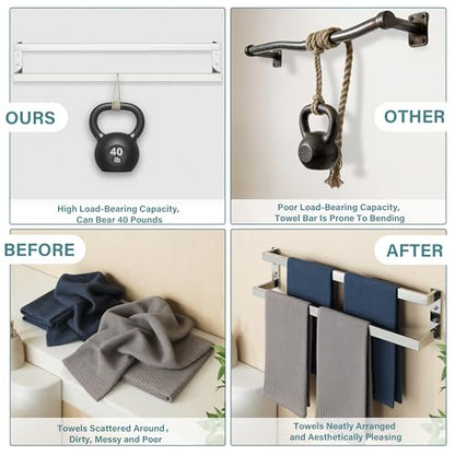 Alise Double Towel Bar, 32" Double Towel Racks for Bathroom,Polished Chrome | Bathroom Towel Rack Wall Mounted, 3.54" Wide Faster Drying, Ladder Design, SUS304 Stainless Steel - color: Polished Chrome, size: 32-inch