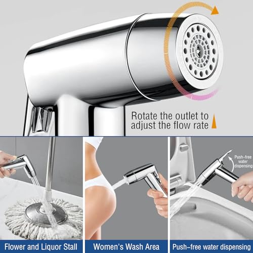 Handheld Bidet Sprayer Toilet Bathroom Douche Cloth Washing Diaper Cleaning Shower Head with 59in Hose and G1/2, 55/64", 15/16" Faucet Adapters, Hair Washing, Dog Shower and More