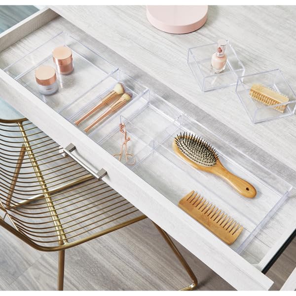 iDesign Clarity Collection Vanity Tray Organizer, 4" x 8" x 2", Clear | Small, Decorative, For Bathroom, Bedroom, Closet, Entryway, Countertop - size: Small