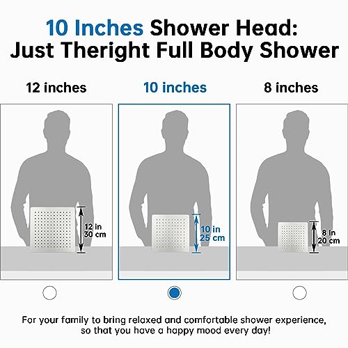 G-Promise All Metal 10 Inches Rainfall Shower Head with Handheld Combo | All Metal, Built to Last, Easy Install, Adjustable Height & Angle for All Heights, Extra Long Hose, Modern Upgrade - color: Brushed Nickel, size: 10 Inches