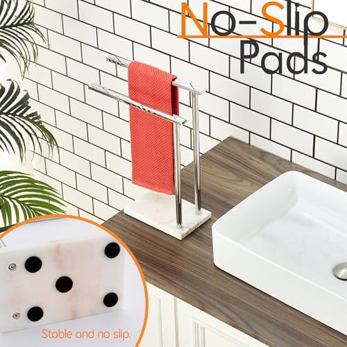 Hand Towel Holder Chrome for Bathrooms Vanity Countertop 2-Tier Towel Rack Free Standing with Thicken Marble Base, Polished Stainless Steel AN7003CH - color: Polished Chrome, size: 2-Bar
