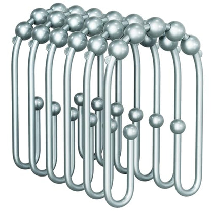AmazerBath Shower Curtain Hooks, Lightcyan Shower Curtain Rings, Shower Curtain Hooks Rust Proof Non-Slip Double Hook Shower Hooks for Shower Curtain, Metal Shower Hooks Ring 12Pcs - color: Lightcyan, style: Modern