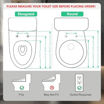 WONDERSKY Elongated Bidet Toilet Seat, Smart Heated Toilet Seat with Warm Water and Dryer, Soft Close Bidet Seat with Adjustable Temperature, Stainless Steel Nozzle - size: Elongated