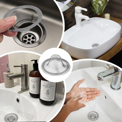 BokWin 4PCS Stainless Steel Mesh Sink Strainer, 2.12" Top/0.9" | Slop Basket Filter Trap, Shower Bath Tub Drain, Hair Catcher, For Home Bathrooms