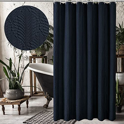 Navy Blue Shower Curtain for Bathroom, 3D Embossed Textured Fabric Shower Curtain, Modern Farmhouse Chic Soft Cloth Shower Curtain Set with Hooks, 72x72 - color: Navy Blue, size: 72"W x 72"L (Pack of 1)