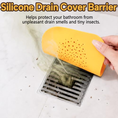 2Pack Square Shower Drain Hair Catcher for Bathtub and Shower | Khaki thick silicone, cartoon animal design, reusable hair stopper for floor drains, kitchen laundry room utility use - color: Yellow