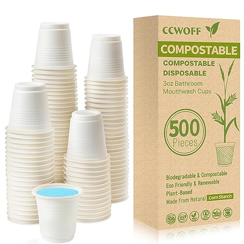 500P 3OZ Bathroom Cups for Bathroom Eco Friendly Biodegradable Compostable Cup Mini Small Disposable Mouthwash Cups for Bath Rinse for Drinking Washing Taster Cup - size: ECO(500 pack)
