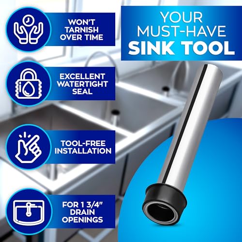 Bar Sink Stopper 3 Pack, Stainless Steel Overflow Pipe Tube 7.48 In | Fits 1.75 Inch Bar, Bathroom and Kitchen Sink Drains | Commercial 3 Compartment Sink Plugs, Removable Rubber Drain Stoppers - style: 3 Pack