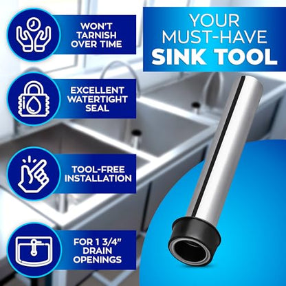 Bar Sink Stopper 3 Pack, Stainless Steel Overflow Pipe Tube 7.48 In | Fits 1.75 Inch Bar, Bathroom and Kitchen Sink Drains | Commercial 3 Compartment Sink Plugs, Removable Rubber Drain Stoppers - style: 3 Pack