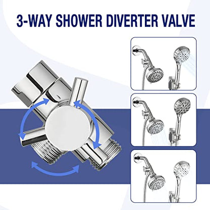 PDPBath Brass 3 Way Shower Arm Diverter Valve for Handheld Shower Head and Fixed Shower Head, G1/2 Universal Connection - Chrome - color: Chrome-1