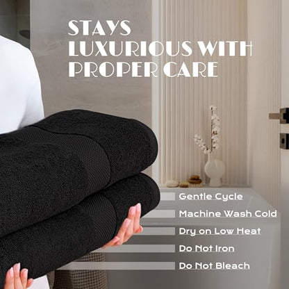 White Classic Luxury Soft Bath Sheets Set - 650 GSM Cotton Luxury Bath Towels Extra Large 35x70 | Highly Absorbent and Quick Dry | Hotel Quality Extra Large Towels Oversized, Black, 2 Pack - color: Black, size: Bath Sheets, 2 Pack