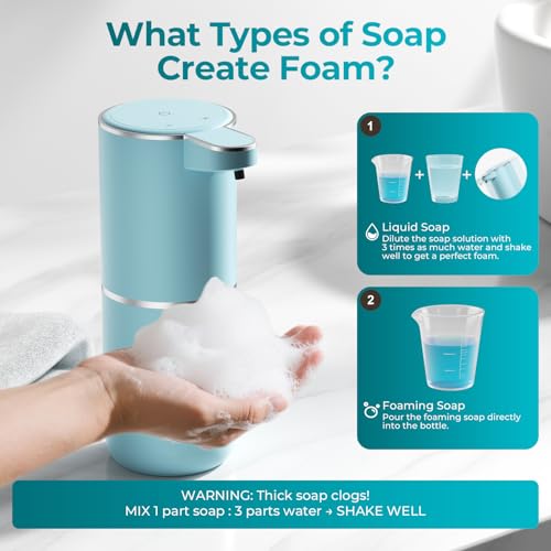P11 Seafoam Green Automatic Foaming Soap Dispenser, Touchless Sensor for Aesthetic Bathroom Decor, 4-Level Adjustable, USB-C Rechargeable 380ml, Wall Mounted or Countertop for Kitchen and Bathroom
