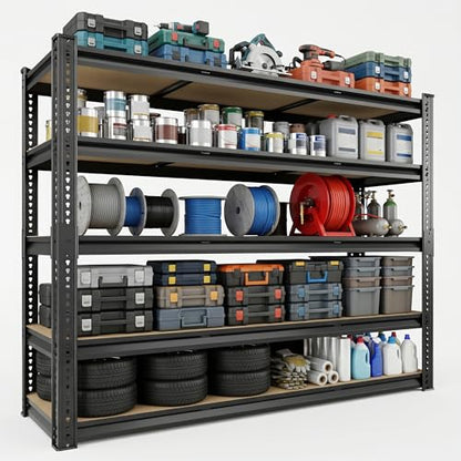 5-Tier Heavy Duty Metal Storage Shelves, 3100 lbs Total Capacity, 48" W x 24" D x 72" H Adjustable Utility Shelving Unit for Garage, Basement, Warehouse & Commercial Kitchen - size: 48Wx24Dx72H