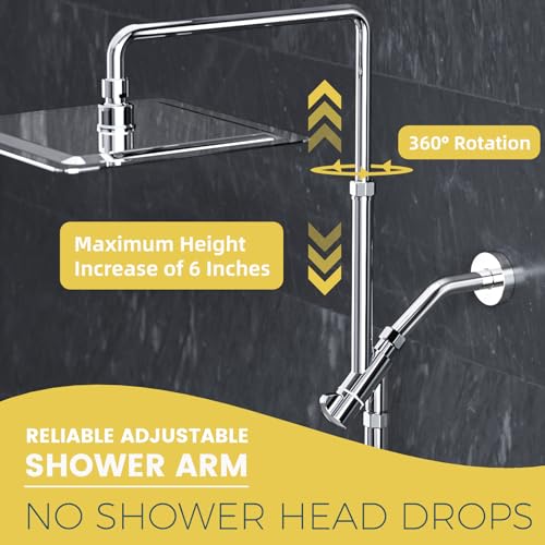 10 Inch Metal Rain Shower Heads with Handheld Spray Combo, Dual Shower Head with Adjustable Slide Bar and Stainless Steel Hose, Height Adjustable, Chrome - color: Chrome