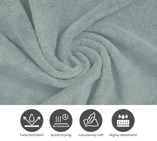 ELITE 4 Pack Luxury Jacquard Bath Towel Set – 100% Cotton, 600 GSM Ultra Soft & Absorbent Towels – Elegant Floral Pattern – 4 Large Bath Towels 27"x54" for Bathroom, Gift Spa & Hotel (Green Millieu) - color: Green Millieu