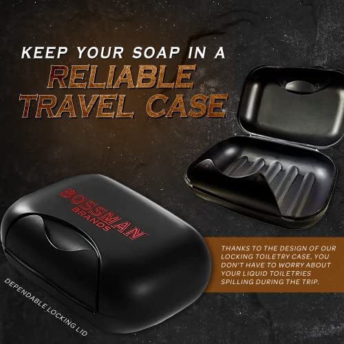 Bossman Travel Soap Container (Black) – Holder & Saver Case for Bar Soap for Men and Travel Toiletries - color: Black Container