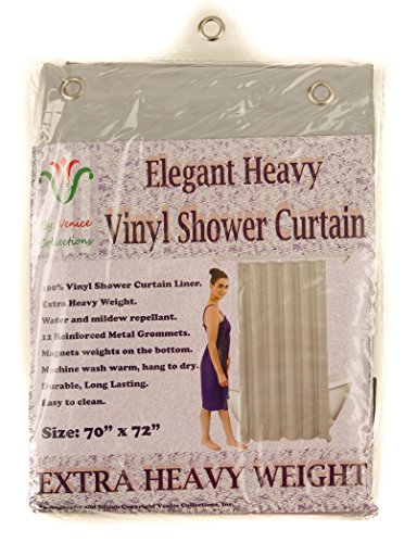 Elegant Home Heavy Duty Vinyl Shower Curtain Liner with 12 Metal Grommets Silver - color: Silver