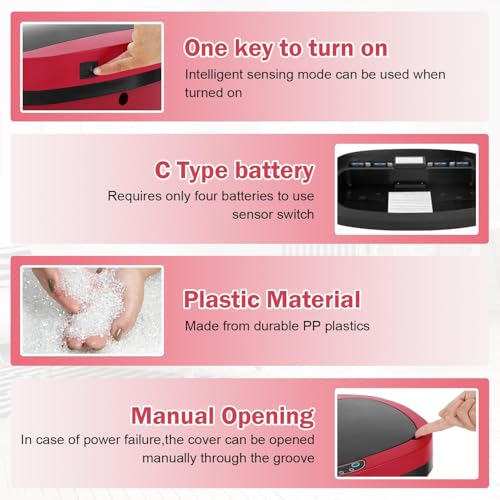 13 Gallon Kitchen Trash Can with Lid - 50L Sensor Automatic Garbage Bin for Kitchen, Office, Bedroom, Living Room - Touchless Wastebasket, Odor-Control, Beautiful Design (Red) - color: Red, style: 1 pack