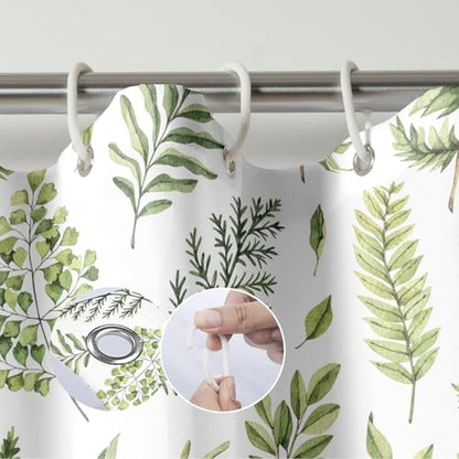 Green Fern Leaves Shower Curtain, Waterproof Fabric Greenery Watercolor Botanical Plant Bathroom Shower Curtain, 72 x 72 Inch - color: Green Fern, size: 72"W x 72"L (Pack of 1)