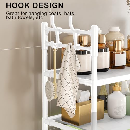 3-Tier Over-The-Toilet Storage Shelf - Sturdy Stainless Steel Bathroom Organizer for Toiletries, Towels & Essentials - Space-Saving Design - color: White