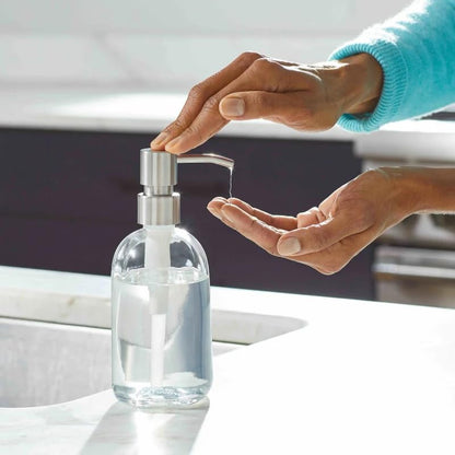 Grove Co. Glass Hand Soap Dispenser with Stainless Steel Pump, 12oz | Glass bottle; Stainless-steel pump; Reusable; Pair with Grove Co. Hand Soap; No Plastic Waste - size: 13.5 Ounce (Pack of 1)