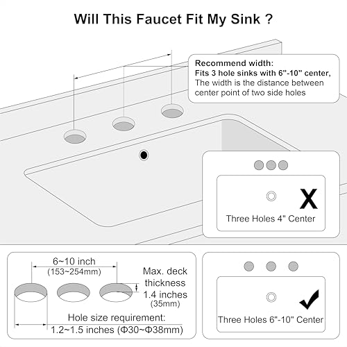 Matte Black 2-Handle 8 Inch Widespread Bathroom Faucet, 3 Holes | Derengge Traditional Widespread Sink Faucet, With Pop-Up Drain 360° Swivel Stainless Steel Spout,F-8805P-MT - color: Matte Black