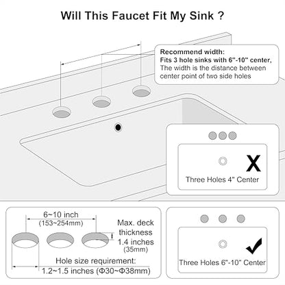 Oil Rubbed Bronze 2-Handle 8 Inch Widespread Bathroom Faucet 3 Holes,2 Pack | Derengge Traditional Widespread Sink Faucet, With Pop-Up Drain 360° Swivel Stainless Steel Spout, F-8805-ORB - color: Oil Rubbed BronzeX2
